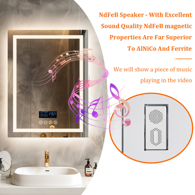 Bathroom mirror with bluetooth speaker on sale